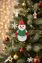 [2D FLAT ACRYLIC] Snowman FSL Embroidery Design – Christmas Lace Ornament for 4x4 Hoop