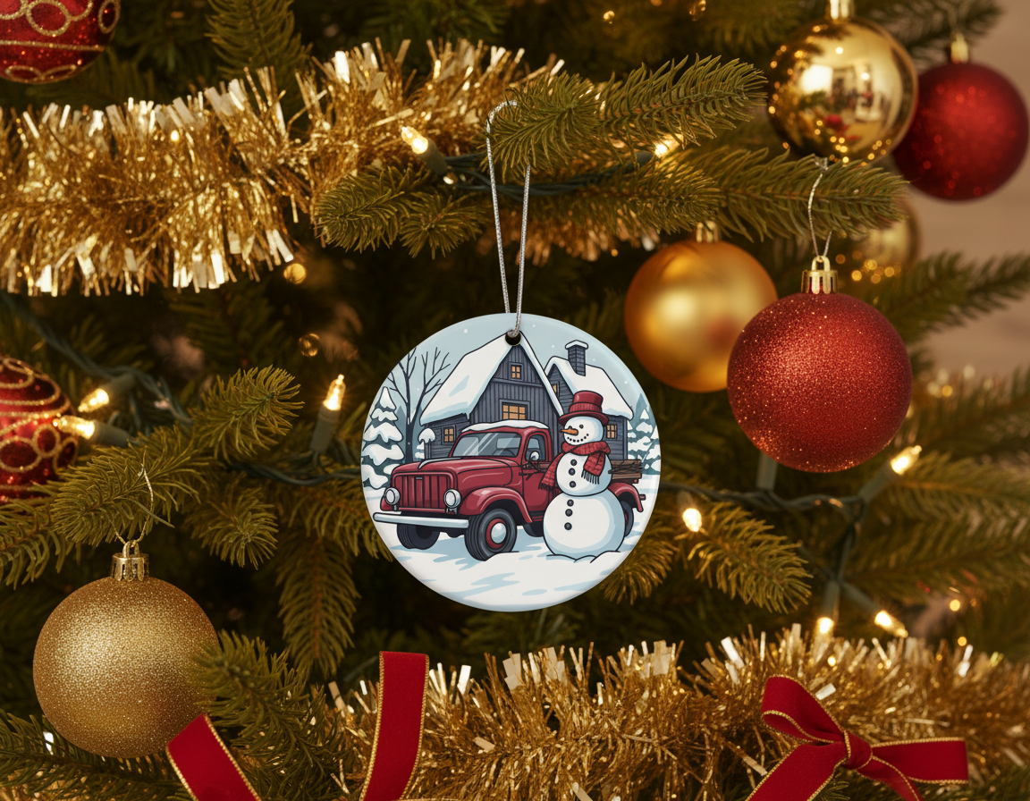 [2D FLAT ACRYLIC] Personalized 'I'll Be Home For Christmas' Truck Driver Ornament | Custom Trucker Gift
