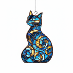 [2D FLAT ACRYLIC] Starry Night Black Cat and Moon Suncatcher – Window Hanging Decor & Gift for Cat Lovers