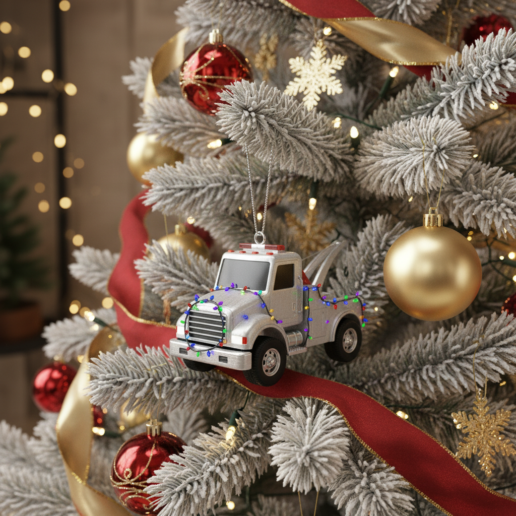 [2D FLAT ACRYLIC] Personalized Truck Christmas Ornament | Custom Trucker Gift for Semi-Truck Drivers