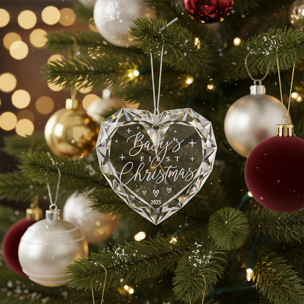 [2D FLAT ACRYLIC] Baby's First Christmas Ornament 2025 – Keepsake Newborn Gift for Boy or Girl