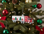 [2D FLAT ACRYLIC] The Bridge Collection Santa Express Truck Ornament – 4.75-Inch Red and White Christmas Semi-Truck Decoration, Perfect Gift for Truck Drivers