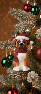 [2D FLAT ACRYLIC] Boxer Dog Santa Hat 2D Flat Acrylic Ornament - Christmas