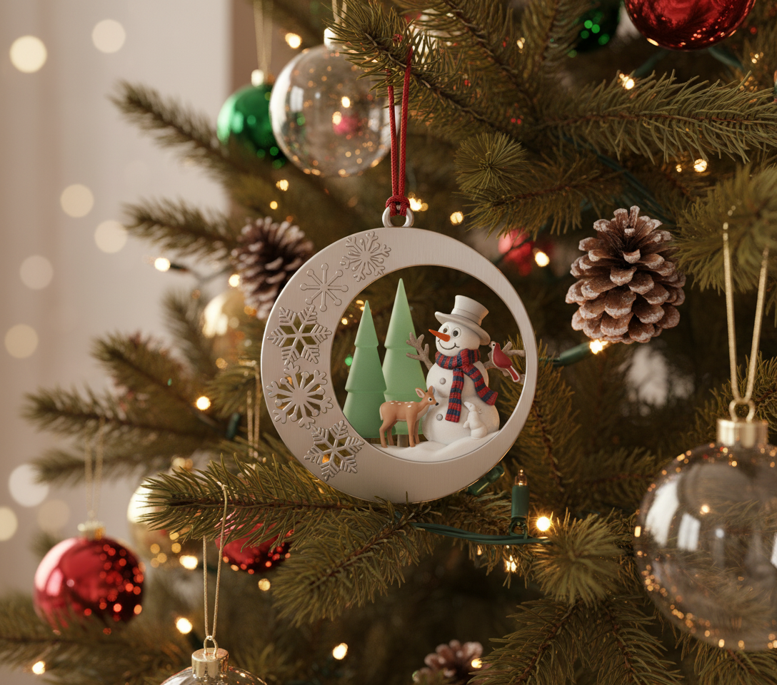 [2D FLAT ACRYLIC] 2025 Snowman Christmas Ornament – Handcrafted Metal Keepsake for Xmas Tree