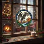 [2D FLAT ACRYLIC] Bookish Dragon Suncatcher Ornament – Fantasy Window Hanging Art