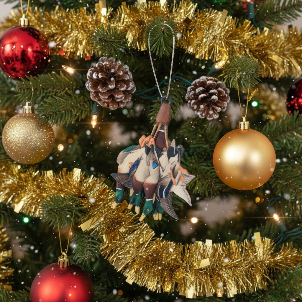 [2D FLAT ACRYLIC] Duck Hunting Christmas Ornament – Unique Car Charm & Holiday Decor Gift
