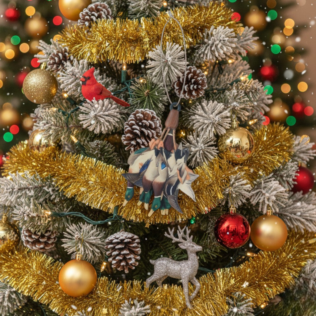 [2D FLAT ACRYLIC] Duck Hunting Christmas Ornament – Unique Car Charm & Holiday Decor Gift