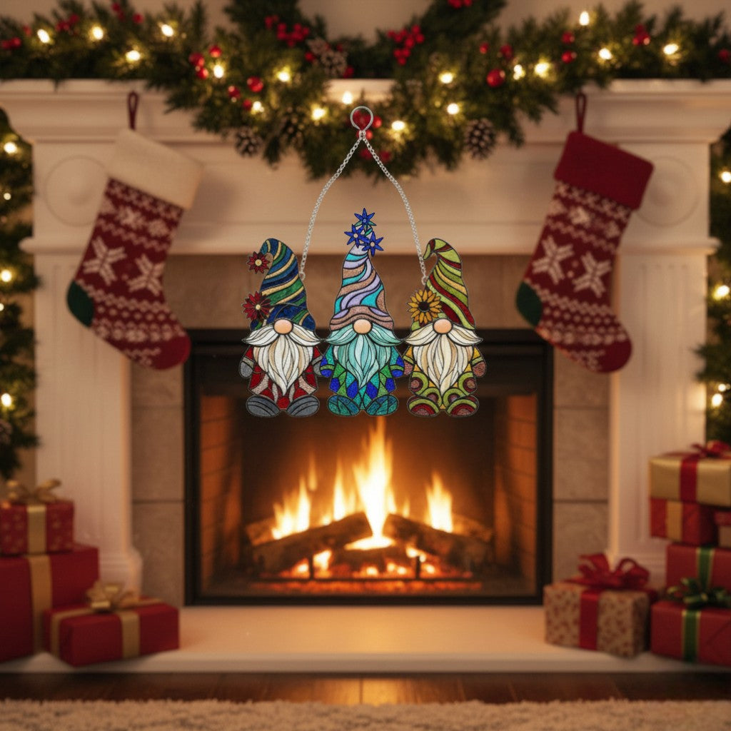 [2D FLAT ACRYLIC] Whimsical Gnome Suncatcher – Acrylic Window Hanging Ornament