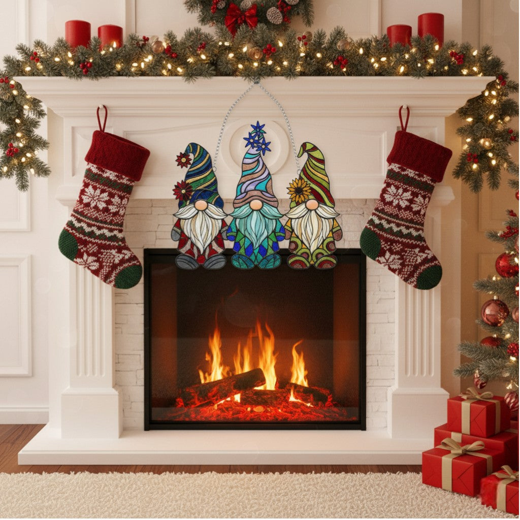 [2D FLAT ACRYLIC] Whimsical Gnome Suncatcher – Acrylic Window Hanging Ornament