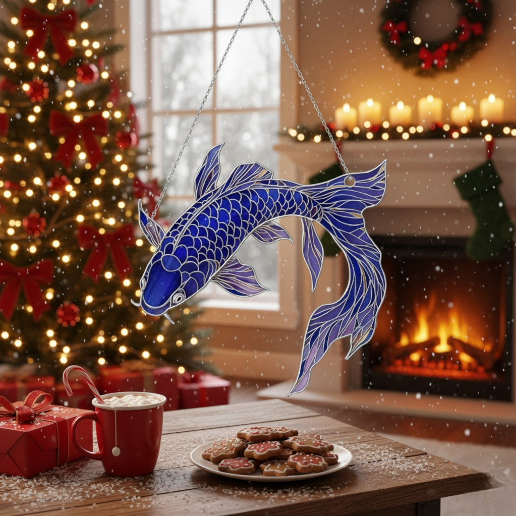 [2D FLAT ACRYLIC] Koi Fish Suncatcher Ornament – Acrylic Window Hanging Gift for Koi Lovers