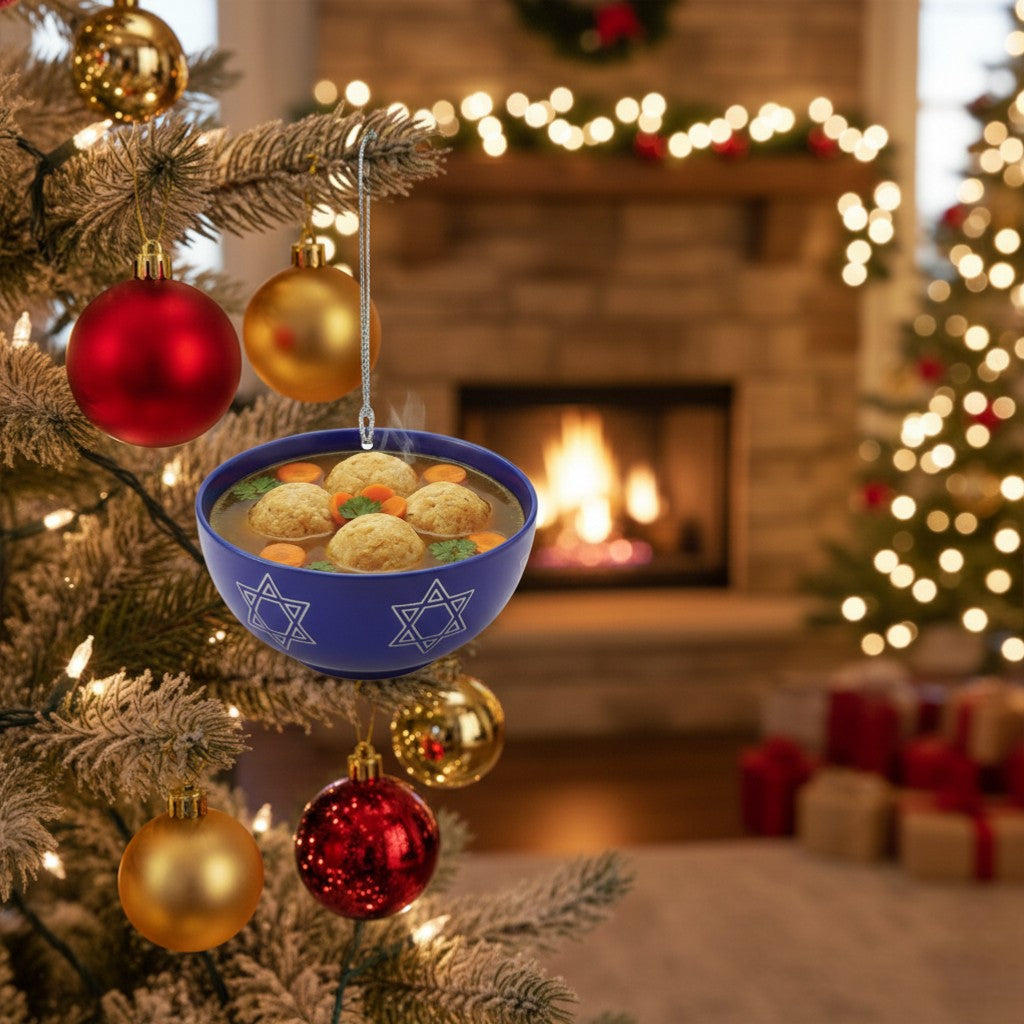 [2D FLAT ACRYLIC] Funny Matzo Ball Soup Ornament – Jewish Holiday Decor & Hanukkah Gift Idea