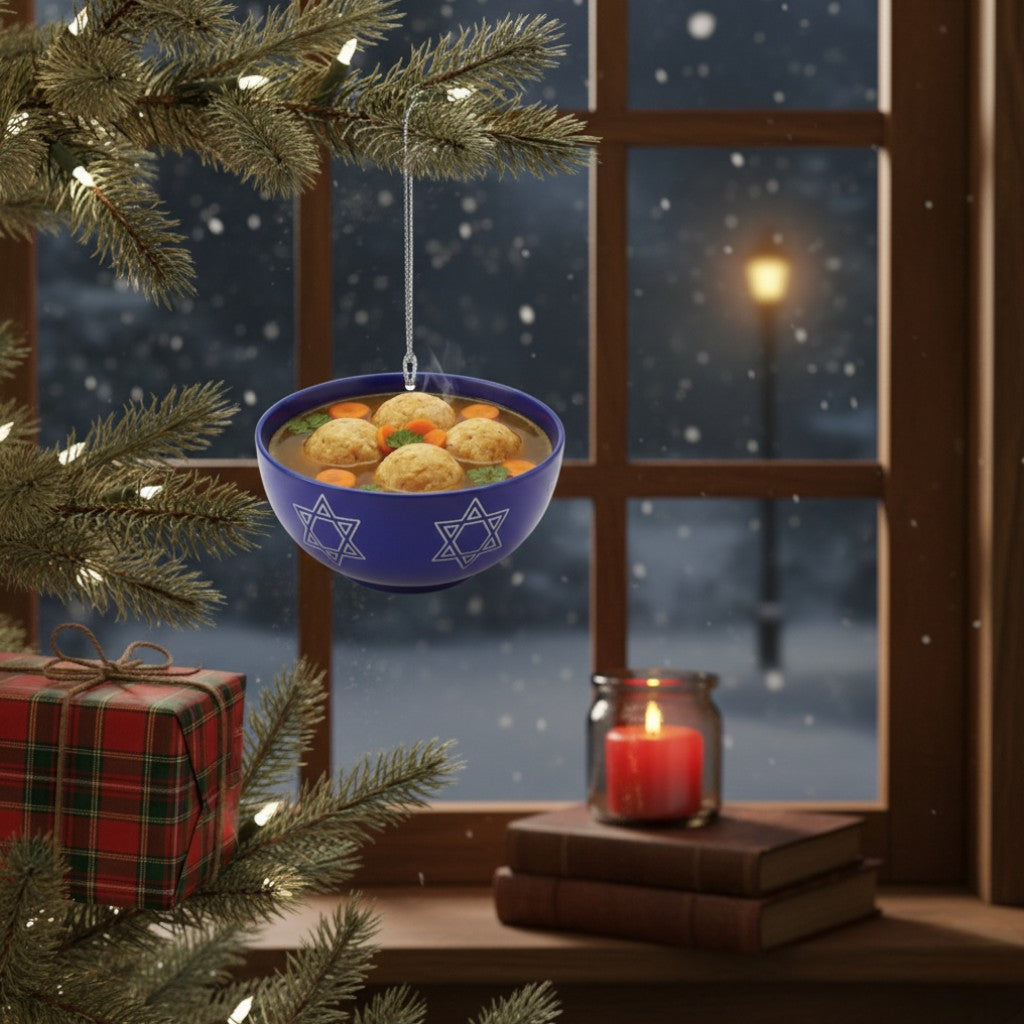 [2D FLAT ACRYLIC] Funny Matzo Ball Soup Ornament – Jewish Holiday Decor & Hanukkah Gift Idea