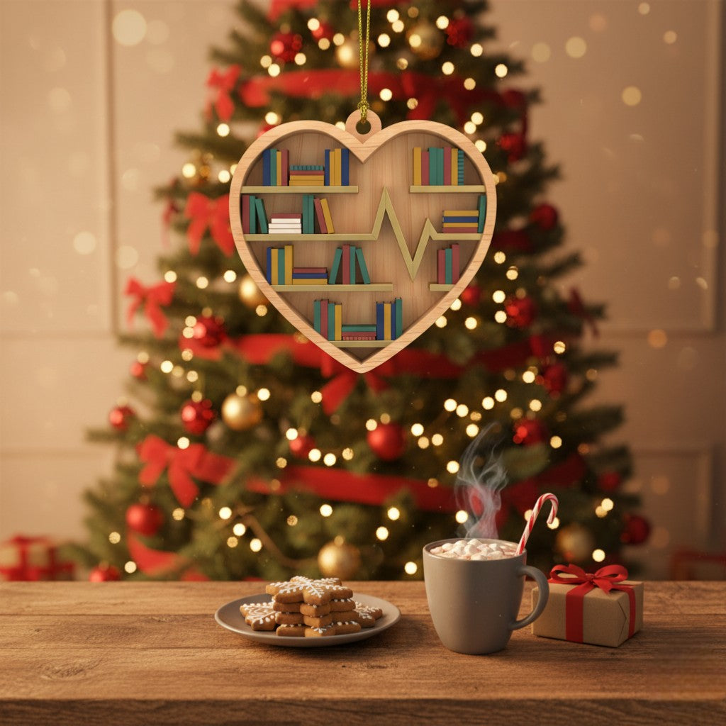 [2D FLAT ACRYLIC] Heart-Shaped Bookshelf Ornament – Perfect Gift for Book Lovers & Readers