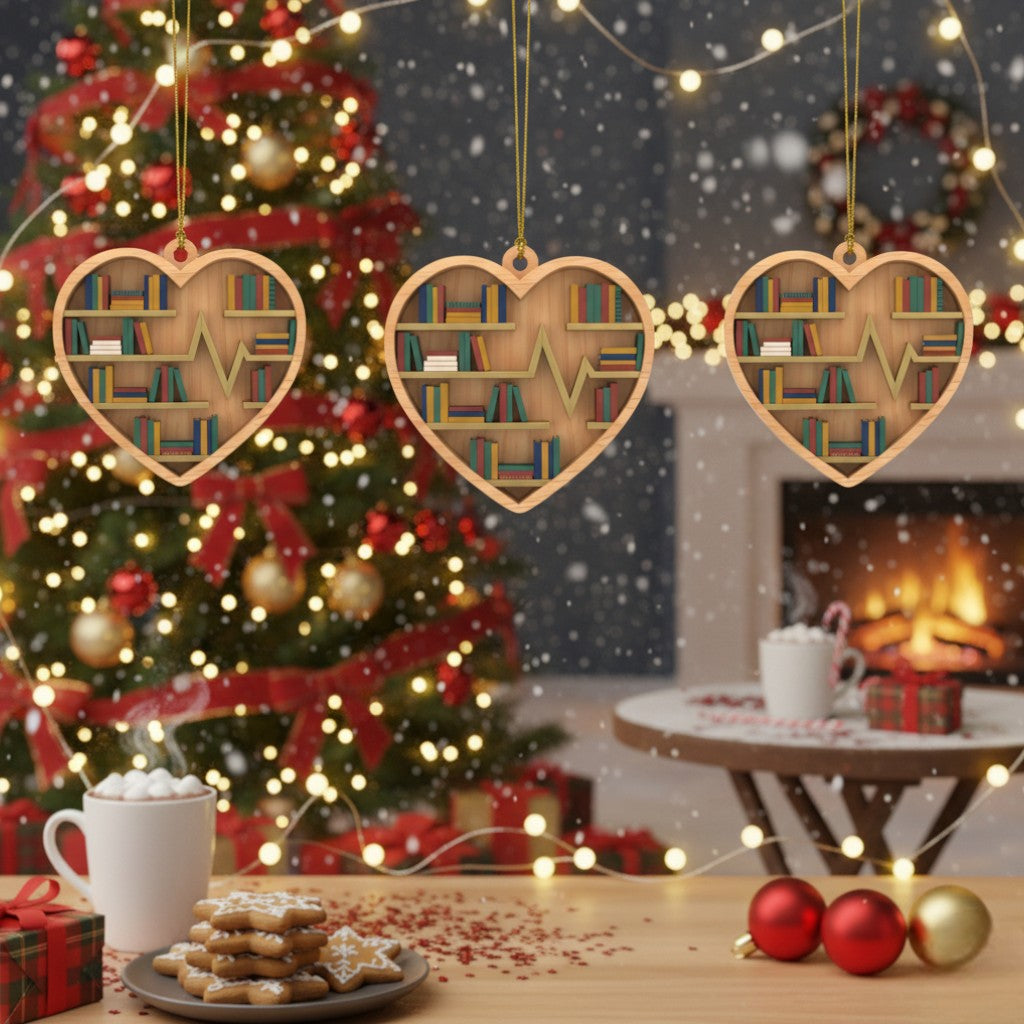 [2D FLAT ACRYLIC] Heart-Shaped Bookshelf Ornament – Perfect Gift for Book Lovers & Readers