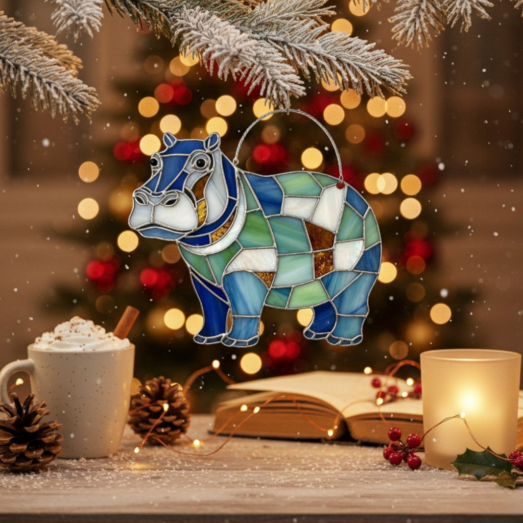 [2D FLAT ACRYLIC] Adorable Hippo Hanging Ornament – 2D Acrylic Gift for Hippo Lovers