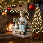 [2D FLAT ACRYLIC] Personalized Book Lover Ornament – Custom 'Girl Who Loves Books' Gift