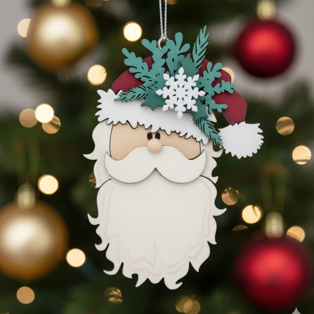 [2D FLAT ACRYLIC] DIY Santa Claus Ornament SVG – Laser Cut File for Christmas Crafting