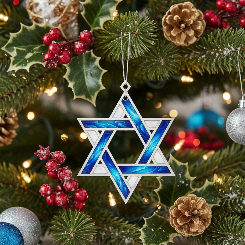 [2D FLAT ACRYLIC] Star of David Hanukkah Ornament – Jewish Acrylic Chanukah Decor Gift