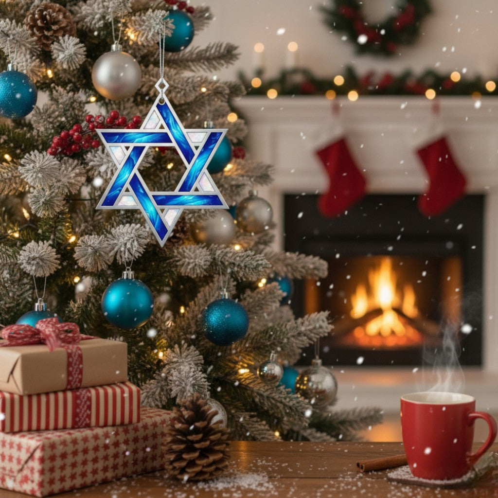 [2D FLAT ACRYLIC] Star of David Hanukkah Ornament – Jewish Acrylic Chanukah Decor Gift