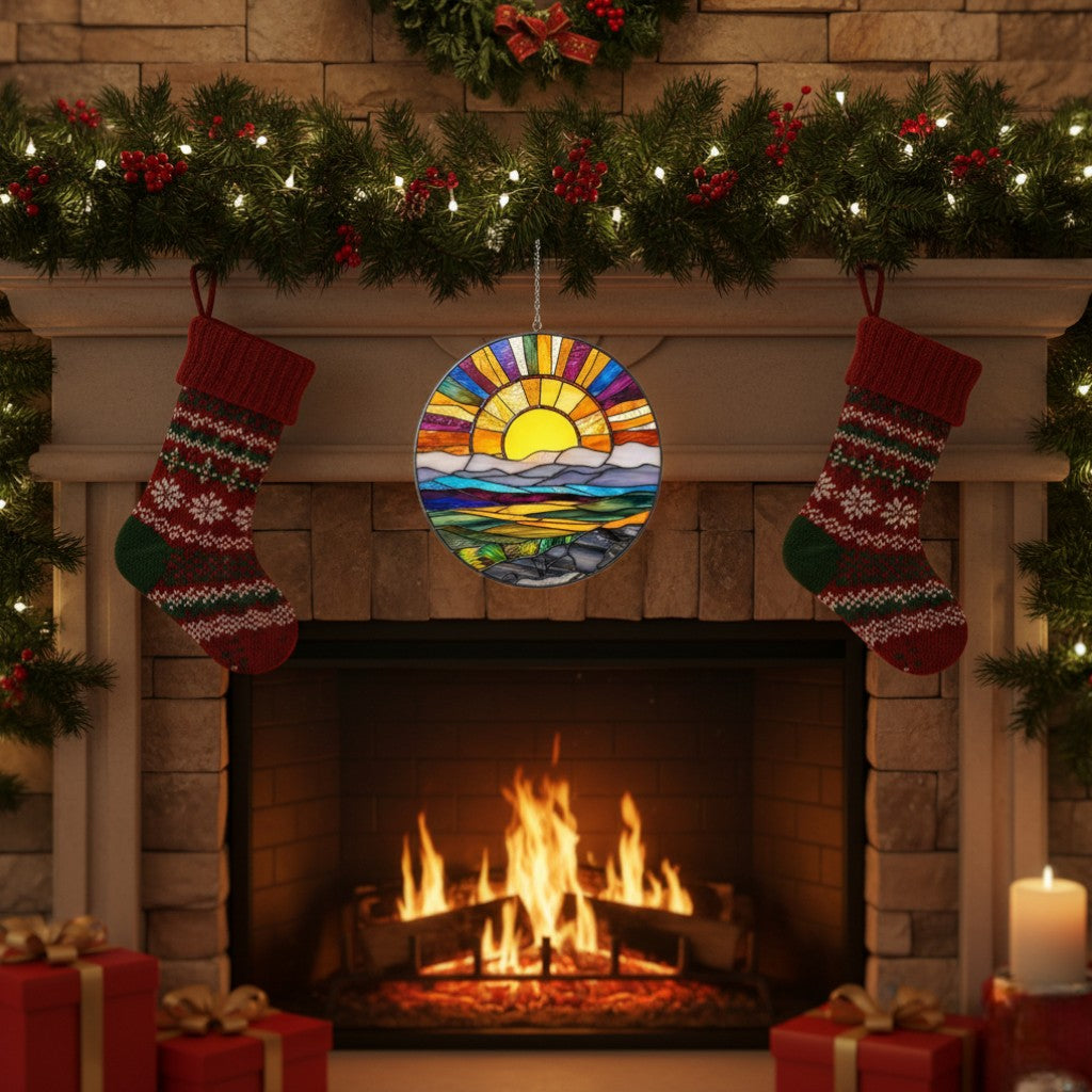 [2D FLAT ACRYLIC] Colorful Sunset Suncatcher Ornament – Acrylic Window Hanging for Home Decor