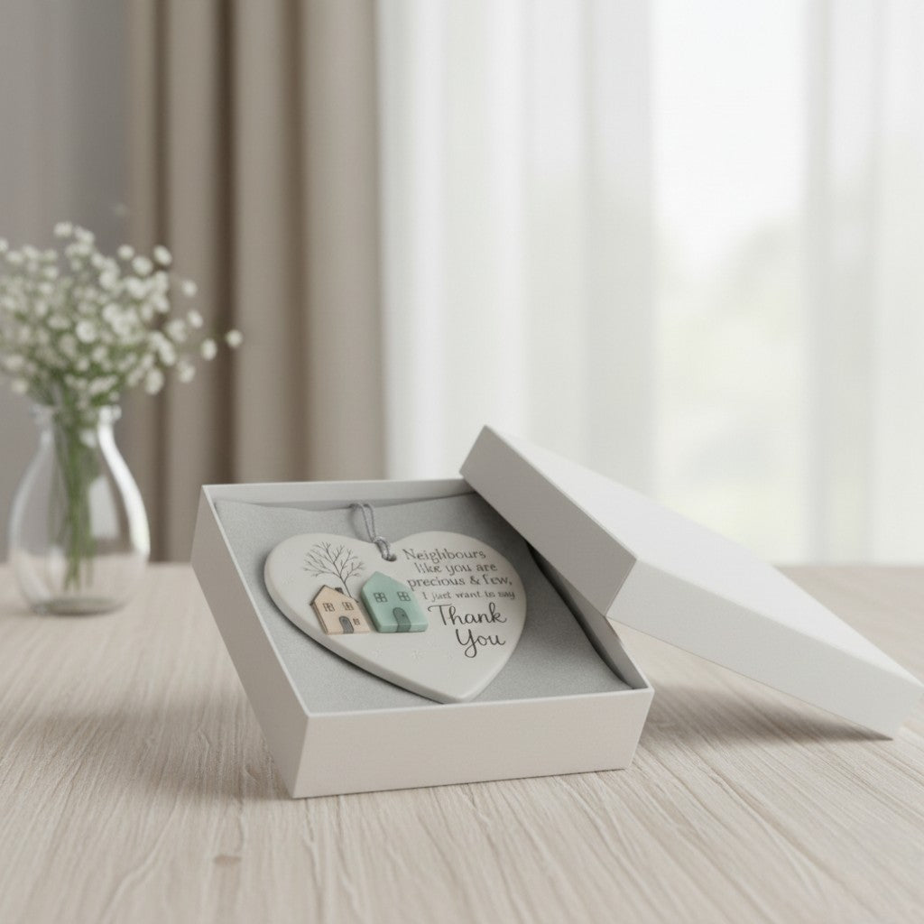 [2D FLAT ACRYLIC] Thank You Neighbor Heart Ornament – Keepsake Gift for Neighbors