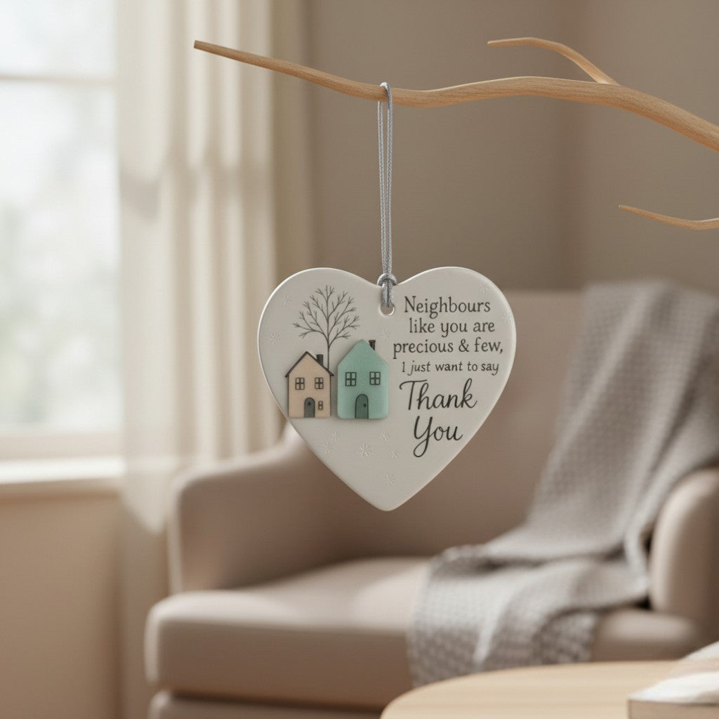 [2D FLAT ACRYLIC] Thank You Neighbor Heart Ornament – Keepsake Gift for Neighbors