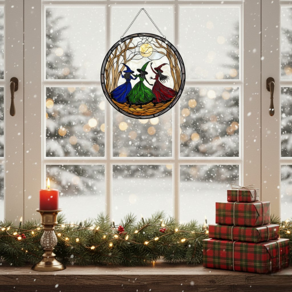 [2D FLAT ACRYLIC] Girls Will Be Girls Witch Suncatcher – Feminist Acrylic Wall & Window Art Decor